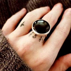 Black onyx sterling silver ring
